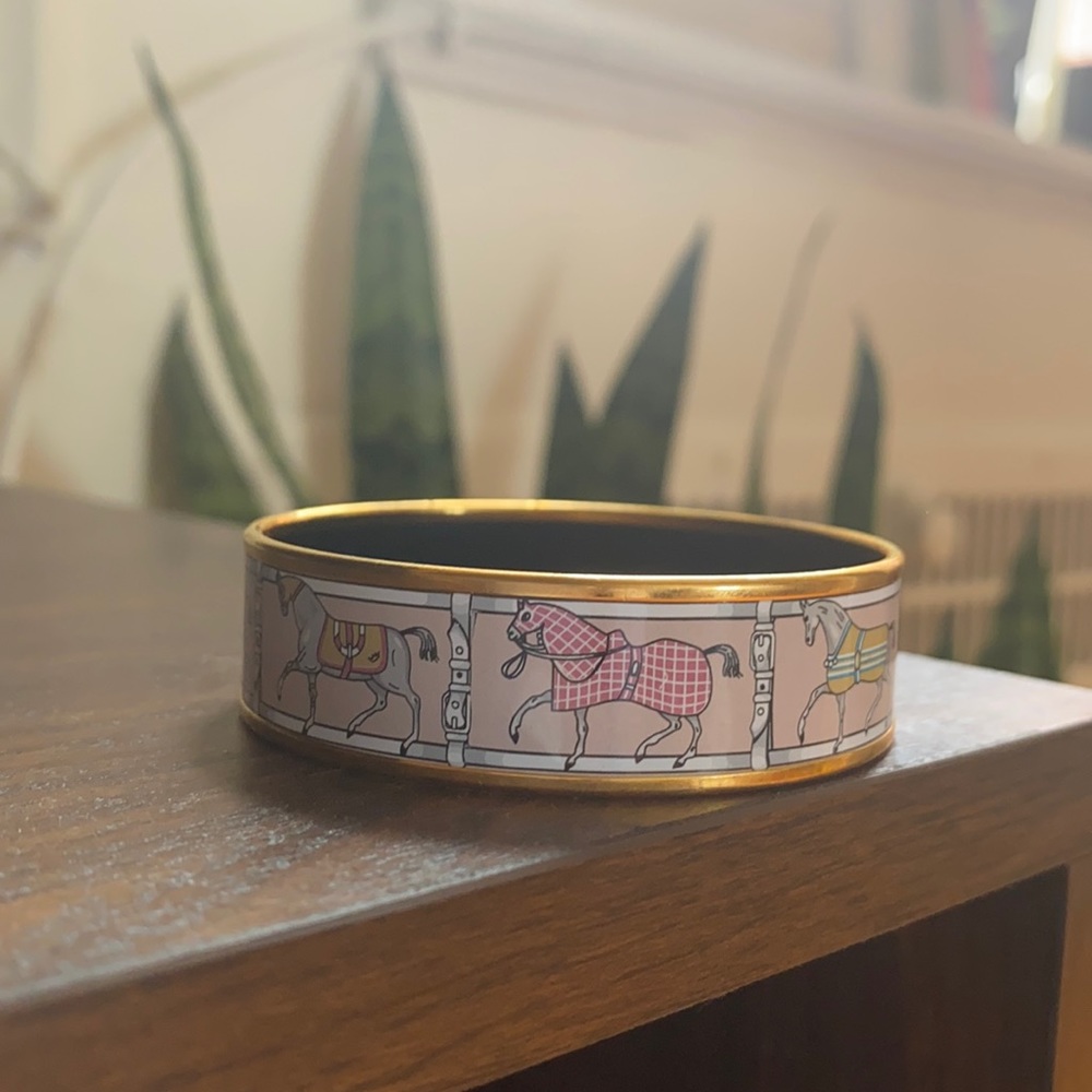 Hermès Pale Pink Horse Equestrian Bangle Bracelet
